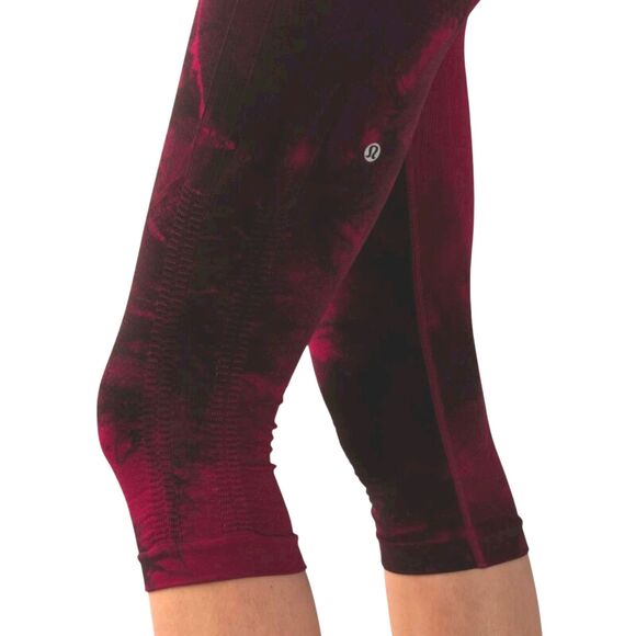 Lululemon In The Flow Crop II Size 8 Wine Berry/Bordeaux Drama Leggings Capri - Picture 6 of 11